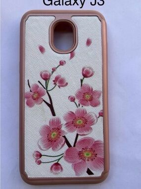 Samsung Pink Blossom Floral Protective Case with Rose Gold Frame